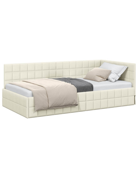 Cornice del letto ad angolo Crema 90 cm x 200 cm Velluto