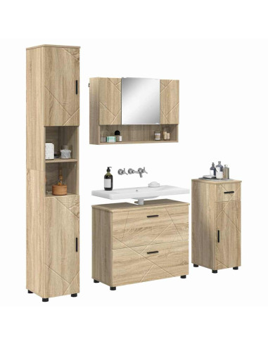 Set di mobili per il bagno con cassetto 5 pcs Rovere Sonoma