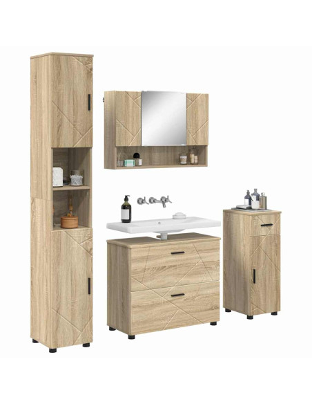 Set di mobili per il bagno con cassetto 5 pcs Rovere Sonoma