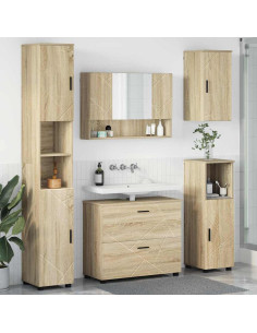 Set di mobili per il bagno con cassetto 5 pcs Rovere Sonoma