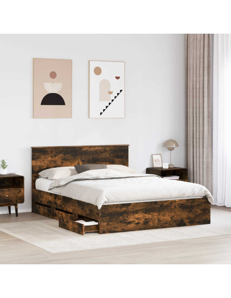Struttura del letto con cassetto Rovere fumé 150 x 200 cm