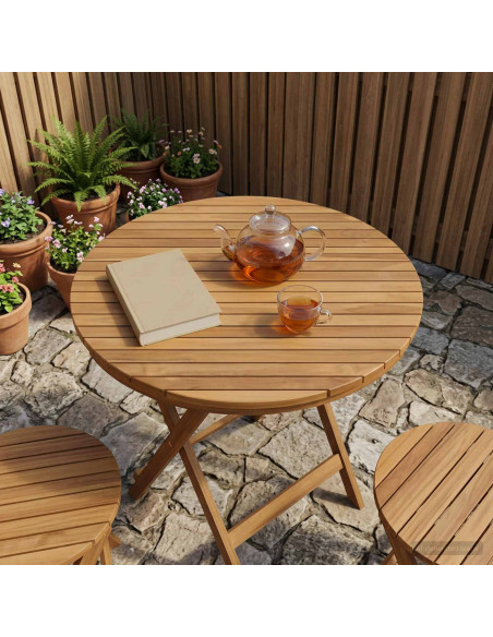 Piano del tavolo Ø 80 x 3,5 Rotondo Legno di teak solido