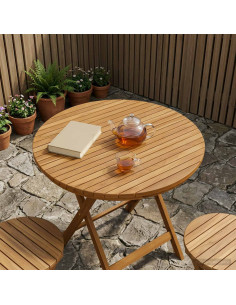 Piano del tavolo Ø 90 x 3,5 Rotondo Legno di teak solido