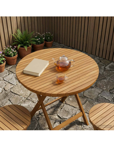 Piano del tavolo Ø 90 x 3,5 Rotondo Legno di teak solido