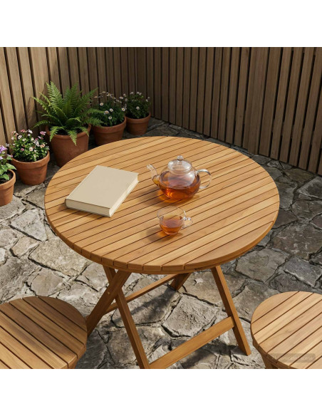 Piano del tavolo Ø 90 x 3,5 Rotondo Legno di teak solido