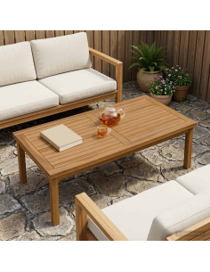 Piano del tavolo Rettangolare Legno di teak solido Naturale