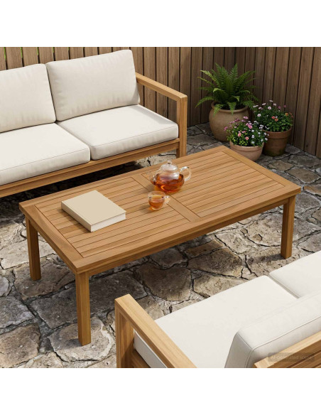 Piano del tavolo Rettangolare Legno di teak solido Naturale