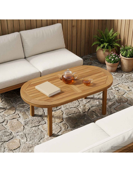 Piano del tavolo Ovale Legno di teak solido Naturale