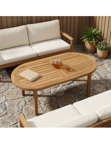 Piano del tavolo Ovale Legno di teak solido Naturale