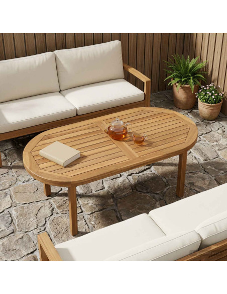 Piano del tavolo Ovale Legno di teak solido Naturale