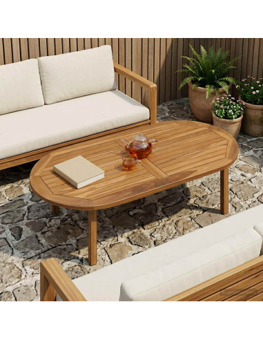 Piano del tavolo Ovale Legno di teak solido Naturale