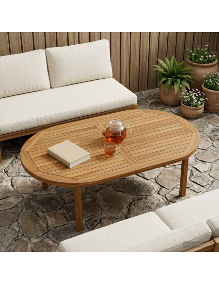 Piano del tavolo Ovale Legno di teak solido Naturale