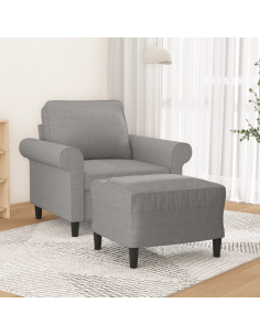 Poltrona con Poggiapiedi Grigio Chiaro 60 cm in Tessuto