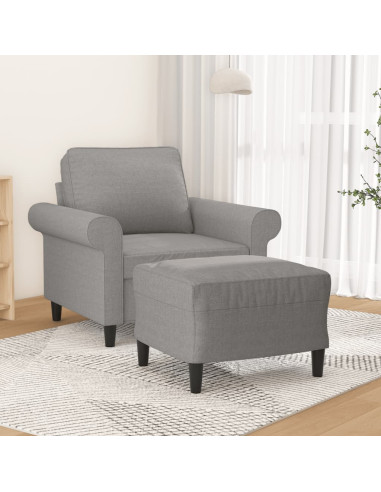 Poltrona con Poggiapiedi Grigio Chiaro 60 cm in Tessuto