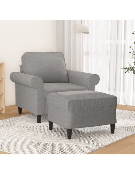 Poltrona con Poggiapiedi Grigio Chiaro 60 cm in Tessuto
