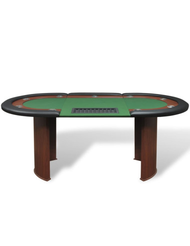 Tavolo Poker 10 Giocatori Postazione Dealer Vassoio Chip Verde