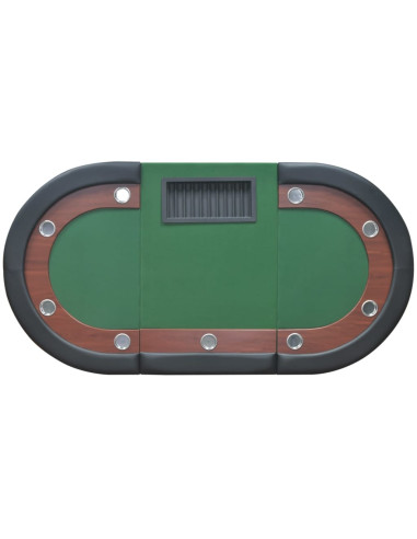 Tavolo Poker 10 Giocatori Postazione Dealer Vassoio Chip Verde