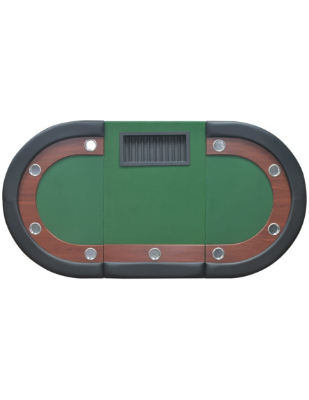 Tavolo Poker 10 Giocatori Postazione Dealer Vassoio Chip Verde