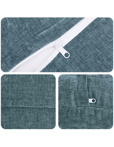 Federa 2 pz HEERLEN Blu Ø 50 cm Tessuto Chenille