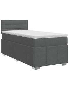 Letto box spring con materasso Grigio Scuro 90 x 200 cm Tessuto