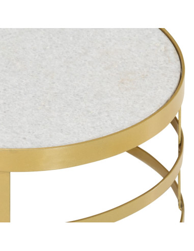 Set Tavolini da Salotto 2 pz Marmo Ottone e Bianco