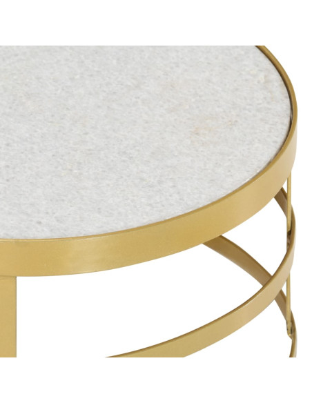 Set Tavolini da Salotto 2 pz Marmo Ottone e Bianco
