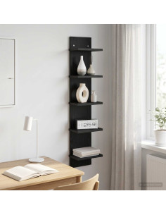 Scaffale da parete Rovere Nero 22 x 15 x 100 cm