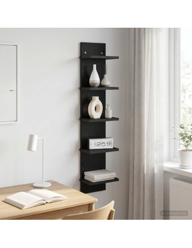 Scaffale da parete Rovere Nero 22 x 15 x 100 cm