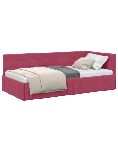 Cornice del letto ad angolo Rosso Vino 90 cm x 200 cm Velluto