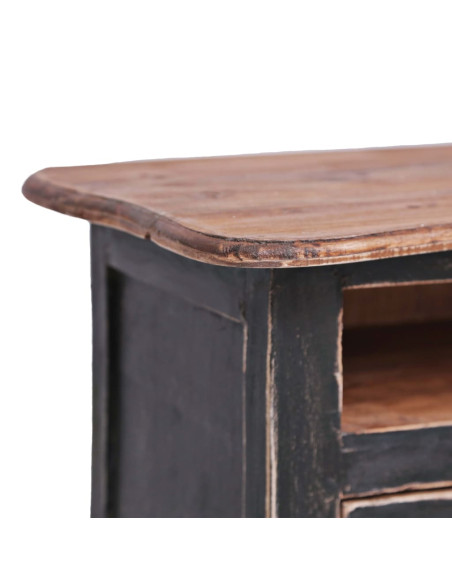 Mobile Porta TV 120x30x40 cm Nero Legno Massello di Mogano