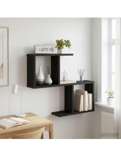 Scaffale da parete Rovere Nero 60 x 12 x 50,5 cm