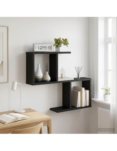 Scaffale da parete Rovere Nero 60 x 12 x 50,5 cm