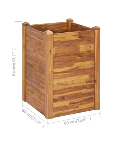 Letto Rialzato da Giardino 60x60x44 cm in Legno Massello d'Acacia