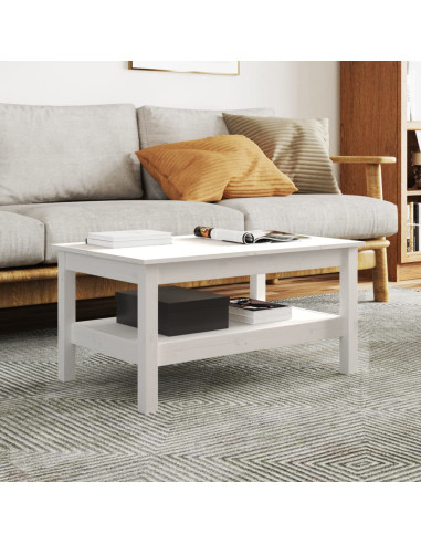 Tavolino da Salotto Bianco 80x50x40 cm Legno Massello di Pino