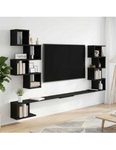 Mensola per TV da muro Rovere Nero 200 x 15 x 94 cm