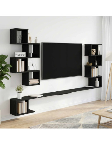 Mensola per TV da muro Rovere Nero 200 x 15 x 94 cm