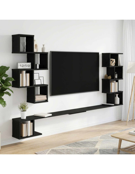 Mensola per TV da muro Rovere Nero 200 x 15 x 94 cm