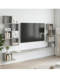 Mensola per TV da muro Grigio Cemento 200 x 15 x 94 cm