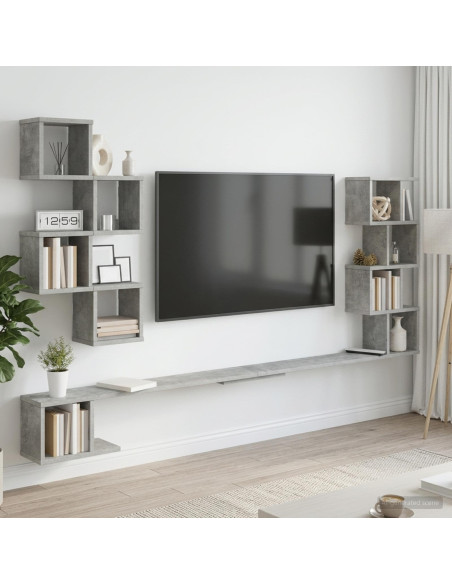 Mensola per TV da muro Grigio Cemento 200 x 15 x 94 cm