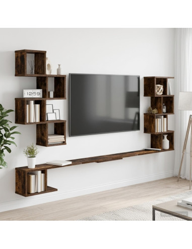 Mensola per TV da muro Rovere Fumo 200 x 15 x 94 cm