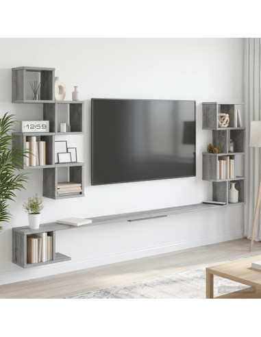 Mensola per TV da muro Sonoma grigio 200 x 15 x 94 cm