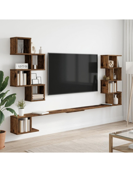Mensola per TV da muro Legno antico 200 x 15 x 94 cm