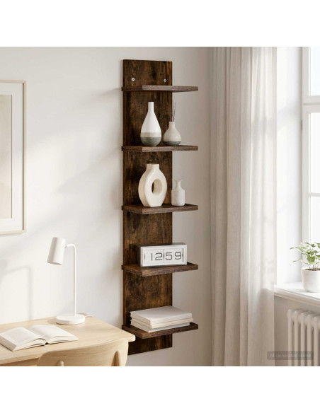 Scaffale da parete Rovere Fumo 22 x 15 x 100 cm