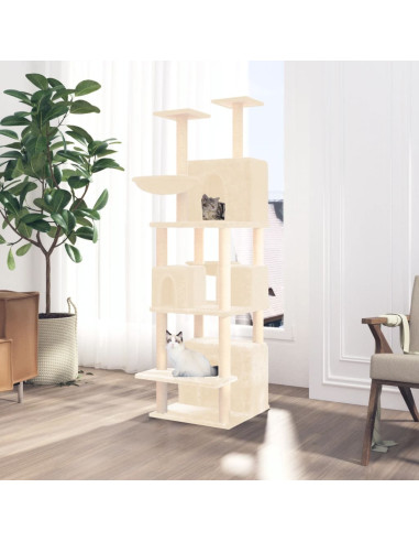 Albero per Gatti con Tiragraffi in Sisal Crema 180 cm