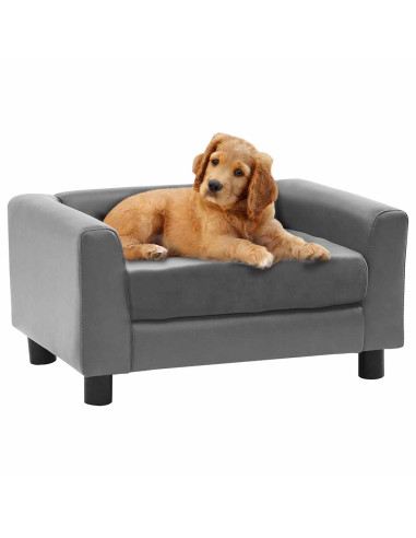 Divano per Cani Grigio 60x43x30 cm in Peluche e Similpelle