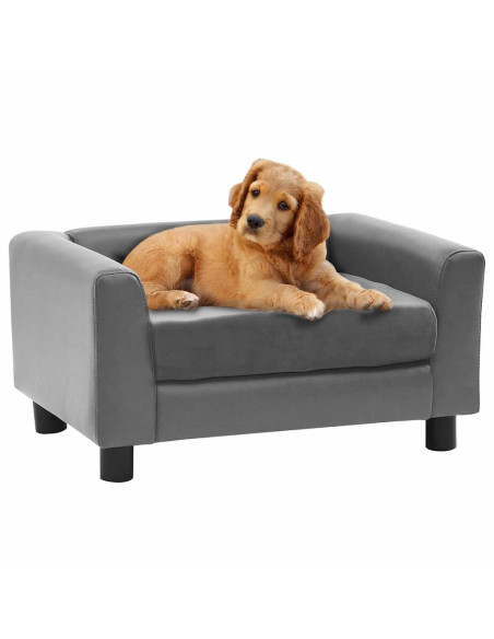Divano per Cani Grigio 60x43x30 cm in Peluche e Similpelle