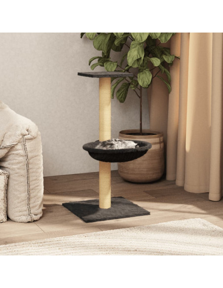 Albero per Gatti con Palo Tiragraffi Sisal Grigio Scuro 74 cm