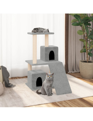 Albero per Gatti con Tiragraffi in Sisal Grigio Chiaro 82 cm