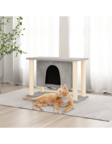 Albero per Gatti con Tiragraffi in Sisal Grigio Chiaro 50 cm