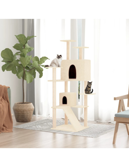 Albero per Gatti con Tiragraffi in Sisal Crema 153 cm